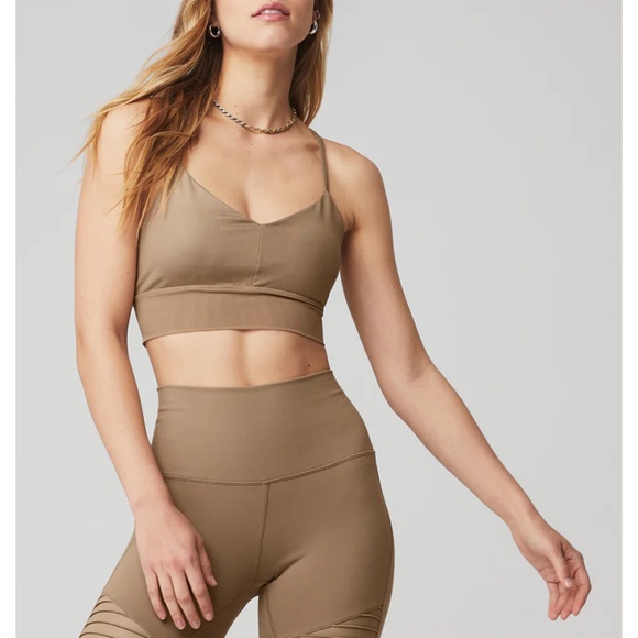 ALO Yoga Other - NWT ALO Yoga Lavish Sports Bra - Gravel/Glossy Brown - Size Extra Small